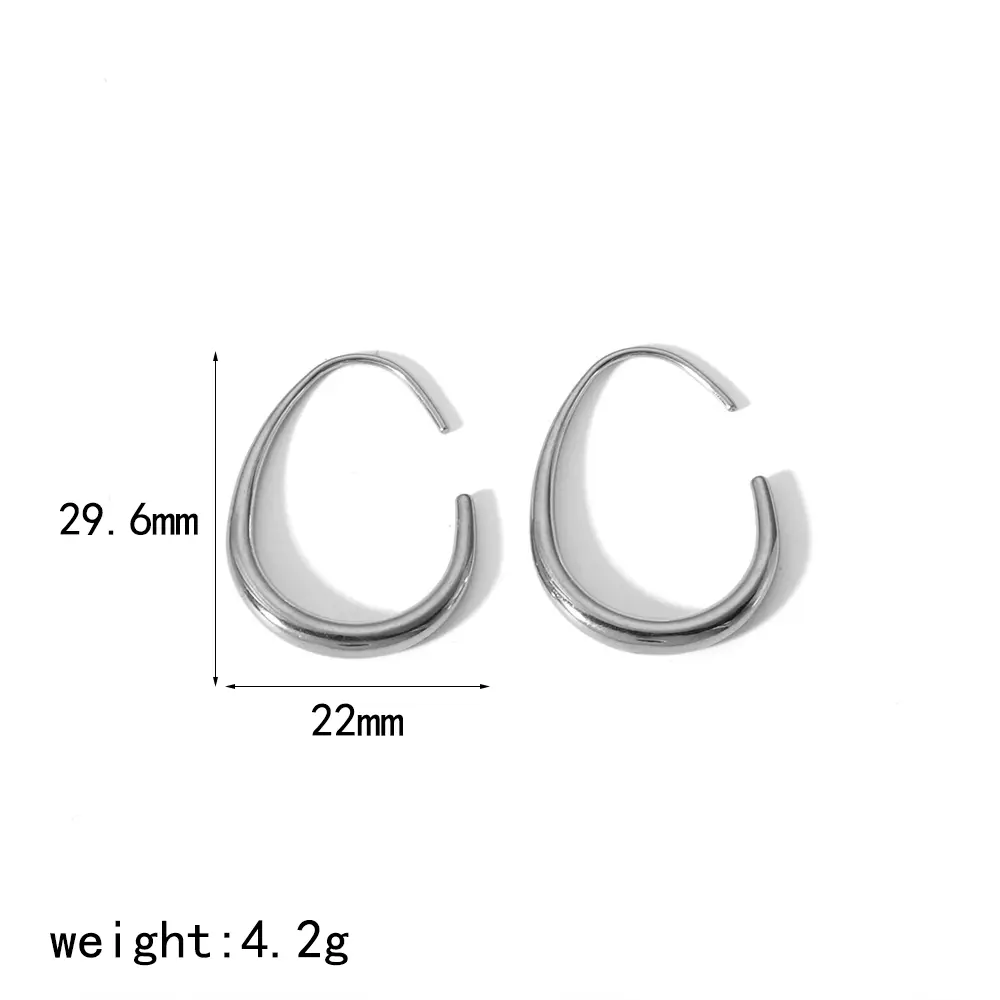 1 paio di orecchini a bottone da donna in acciaio inossidabile placcato oro 18K, classici e geometrici, serie semplice h5Immagine2